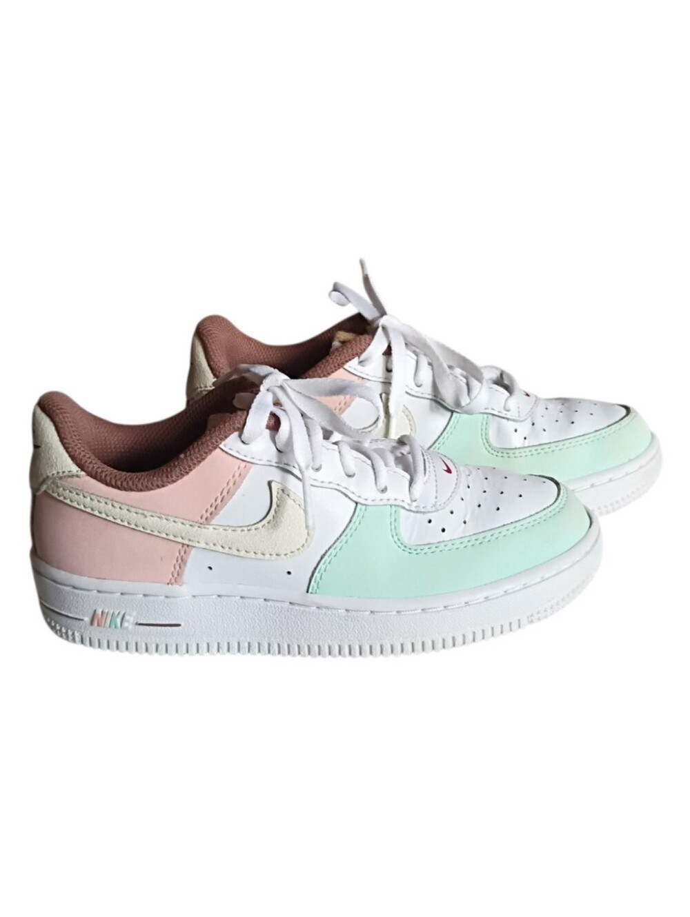 NIKE Air Force 1 Low LV8 Ice Cream DX3728-100 Kids Sneakers Green Peach Sz 12.5C